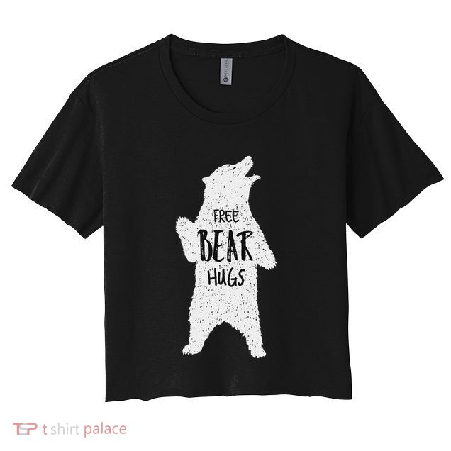 Free Bear Hugs From A Huge White Bear. Funny Bear Hug Crop Top