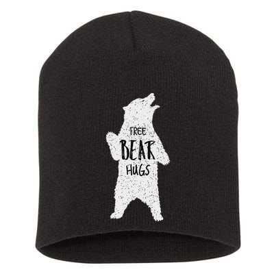 Free Bear Hugs From A Huge White Bear. Funny Bear Hug Short Acrylic Beanie