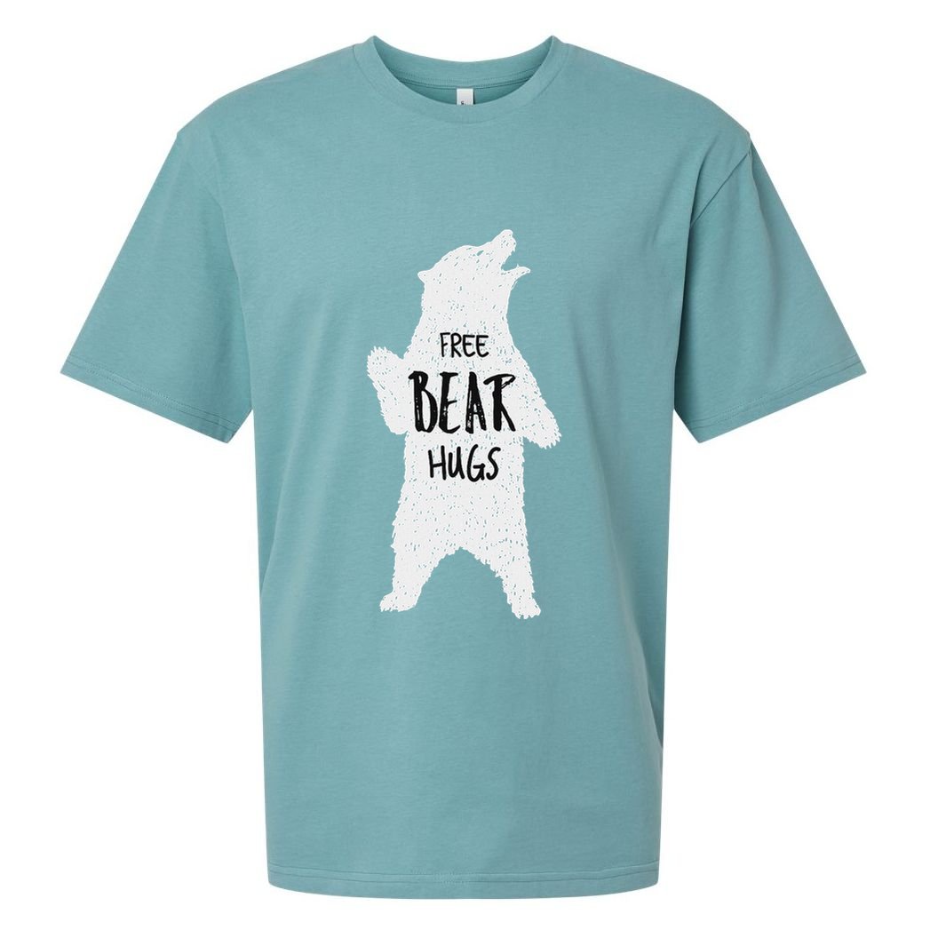 Free Bear Hugs From A Huge White Bear. Funny Bear Hug Sueded Cloud Jersey T-Shirt