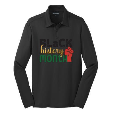 Freedom Black History Month Gift Silk Touch Performance Long Sleeve Polo