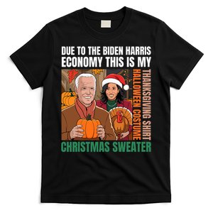 Funny Biden Harris Halloween Thanksgiving Ugly Christmas T-Shirt