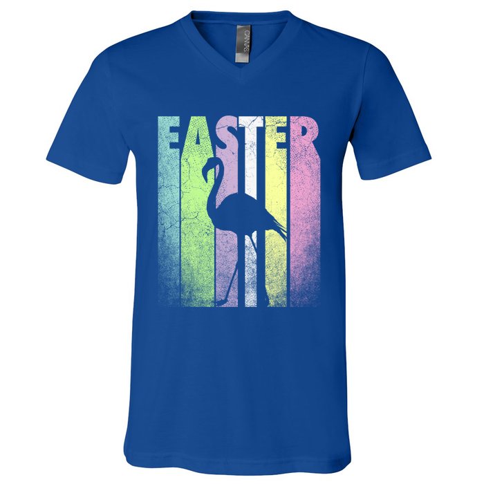 Flamingo Bird Happy Easter Cute Funny Spring Fun Holiday Funny Gift V-Neck T-Shirt