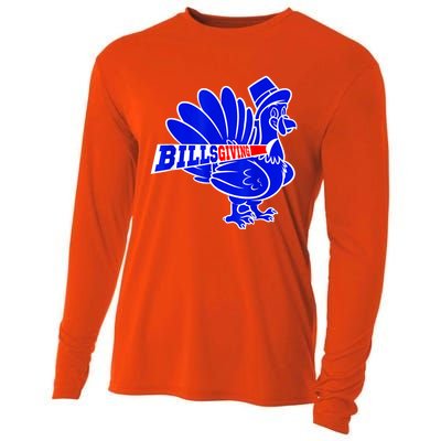 Funny BillsGiving Happy Thanksgiving Football Cooling Performance Long Sleeve Crew