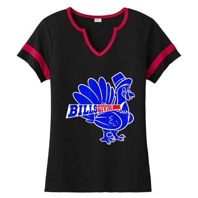 Funny BillsGiving Happy Thanksgiving Football Ladies Halftime Notch Neck Tee