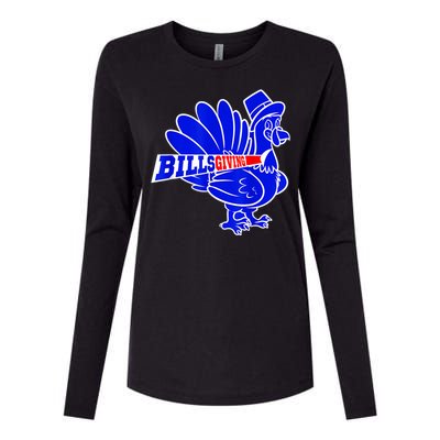 Funny BillsGiving Happy Thanksgiving Football Womens Cotton Relaxed Long Sleeve T-Shirt