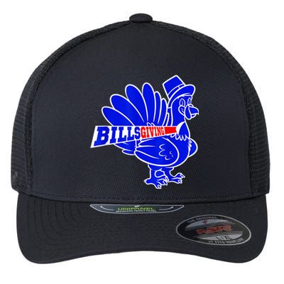 Funny BillsGiving Happy Thanksgiving Football Flexfit Unipanel Trucker Cap