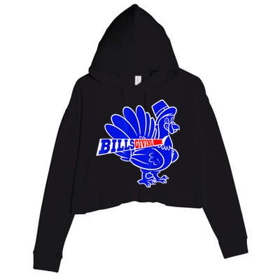 Funny BillsGiving Happy Thanksgiving Football Crop Fleece Hoodie