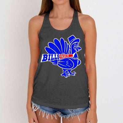 Funny BillsGiving Happy Thanksgiving Football Women's Knotted Racerback Tank