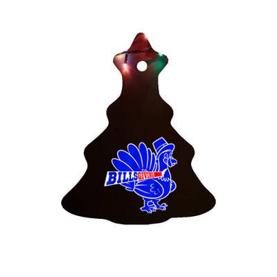 Funny BillsGiving Happy Thanksgiving Football Ceramic Tree Ornament