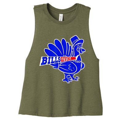 Funny BillsGiving Happy Thanksgiving Football Women's Racerback Cropped Tank