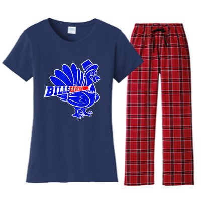 Funny BillsGiving Happy Thanksgiving Football Women's Flannel Pajama Set