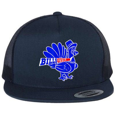 Funny BillsGiving Happy Thanksgiving Football Flat Bill Trucker Hat