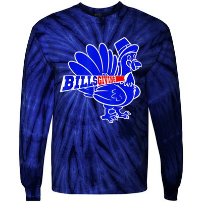 Funny BillsGiving Happy Thanksgiving Football Tie-Dye Long Sleeve Shirt