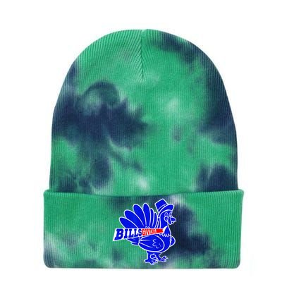 Funny BillsGiving Happy Thanksgiving Football Tie Dye 12in Knit Beanie