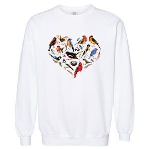 Forest Bird Heart Watching Cardinal Goldfinch Wren Chickadee Garment-Dyed Sweatshirt