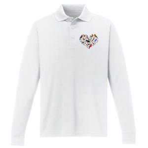 Forest Bird Heart Watching Cardinal Goldfinch Wren Chickadee Performance Long Sleeve Polo