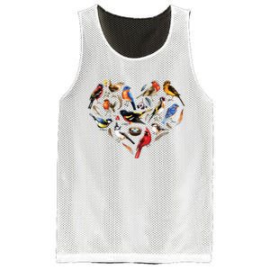 Forest Bird Heart Watching Cardinal Goldfinch Wren Chickadee Mesh Reversible Basketball Jersey Tank