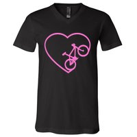 Funny Bicycle Heart Love Biking Cyclist  Wo Gift Tank Top V-Neck T-Shirt