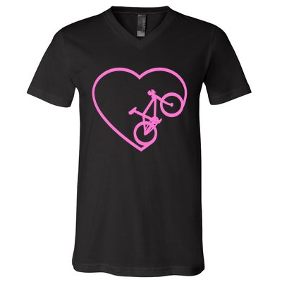 Funny Bicycle Heart Love Biking Cyclist  Wo Gift Tank Top V-Neck T-Shirt