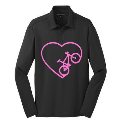 Funny Bicycle Heart Love Biking Cyclist  Wo Gift Tank Top Silk Touch Performance Long Sleeve Polo