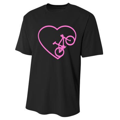 Funny Bicycle Heart Love Biking Cyclist  Wo Gift Tank Top Performance Sprint T-Shirt