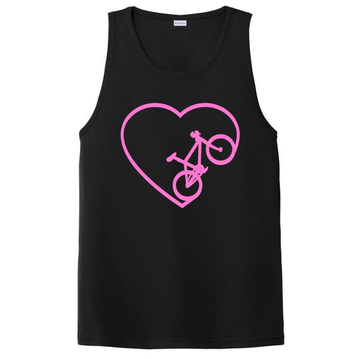 Funny Bicycle Heart Love Biking Cyclist  Wo Gift Tank Top PosiCharge Competitor Tank