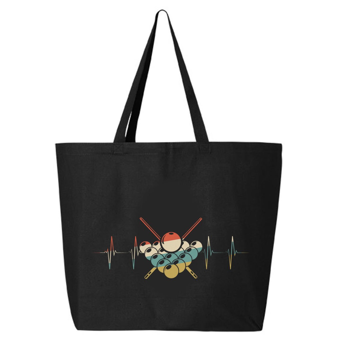 Fivepin Billiards Heartbeat Retro Ecg Ekg Gift 25L Jumbo Tote