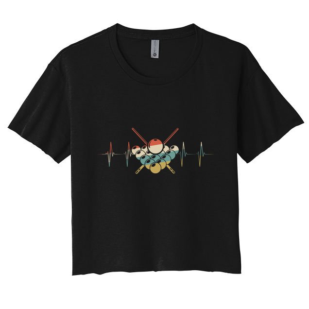 Fivepin Billiards Heartbeat Retro Ecg Ekg Gift Women's Crop Top Tee