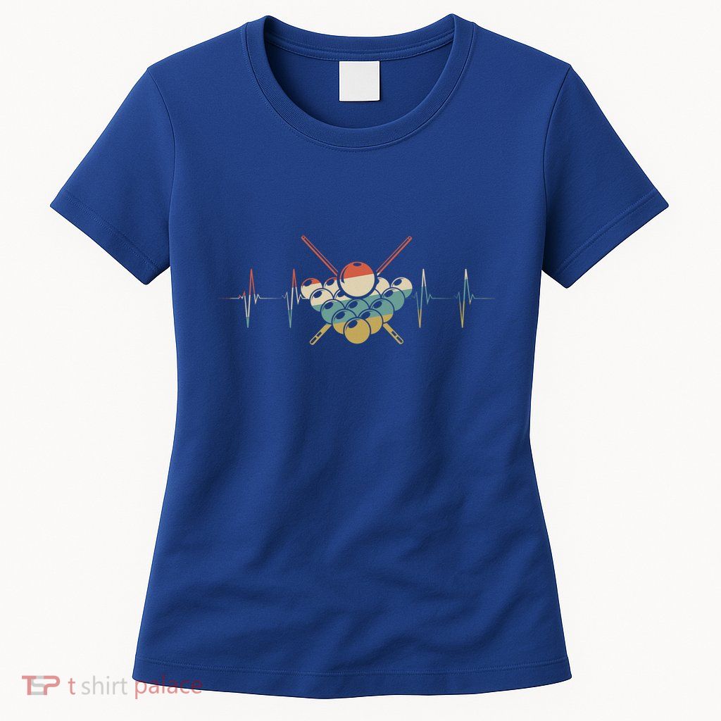 Fivepin Billiards Heartbeat Retro Ecg Ekg Gift Womens T-Shirt