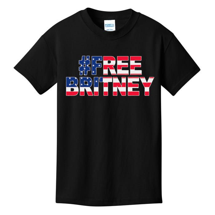 Free Britney Hashtag Freebritney Freebritney Usa Flag Kids T-Shirt