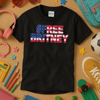 Free Britney Hashtag Freebritney Freebritney Usa Flag Kids T-Shirt