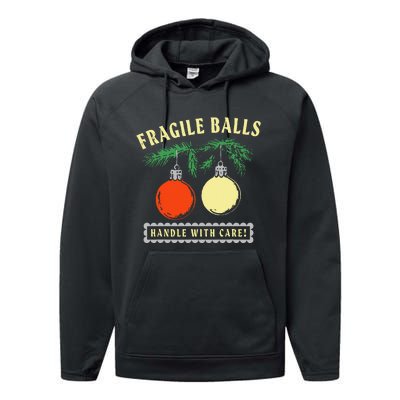 Fragile Balls Handle With Care Funny Performance Fleece Hoodie