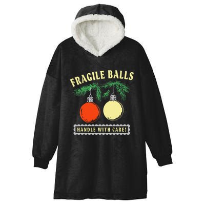 Fragile Balls Handle With Care Funny Hooded Wearable Blanket