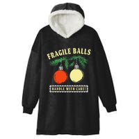 Fragile Balls Handle With Care Funny Hooded Wearable Blanket