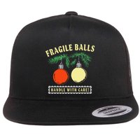 Fragile Balls Handle With Care Funny Flat Bill Trucker Hat