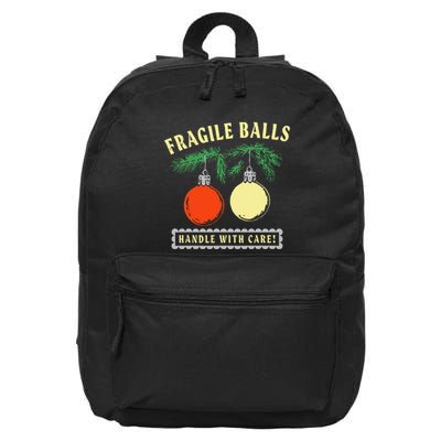Fragile Balls Handle With Care Funny 16 in Basic Backpack