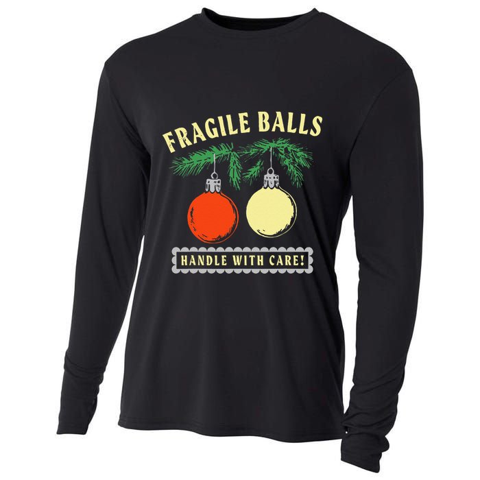 Fragile Balls Handle With Care Funny Cooling Performance Long Sleeve Crew