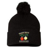 Fragile Balls Handle With Care Funny Pom Pom 12in Knit Beanie