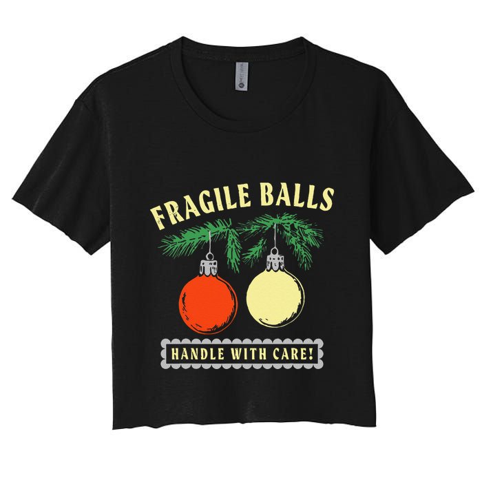 Fragile Balls Handle With Care Funny Crop Top
