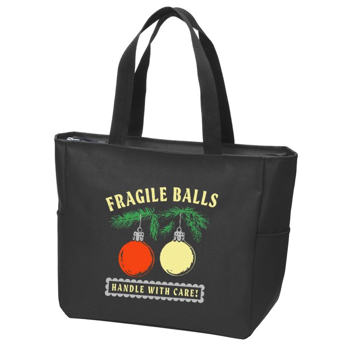Fragile Balls Handle With Care Funny Zip Tote Bag