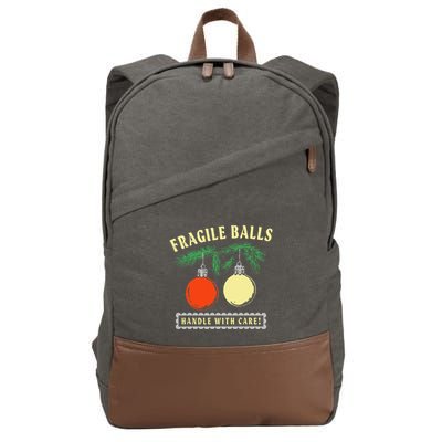 Fragile Balls Handle With Care Funny Cotton Canvas Backpack