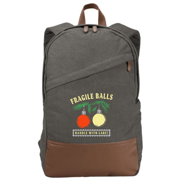 Fragile Balls Handle With Care Funny Cotton Canvas Backpack