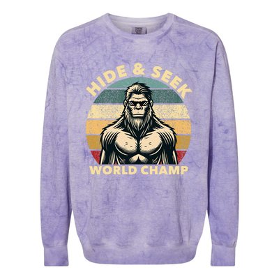 Funny Bigfoot Hide And Seek World Champion Sasquatch Colorblast Crewneck Sweatshirt