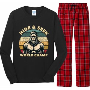 Funny Bigfoot Hide And Seek World Champion Sasquatch Long Sleeve Pajama Set