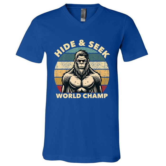 Funny Bigfoot Hide And Seek World Champion Sasquatch V-Neck T-Shirt