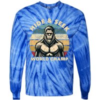 Funny Bigfoot Hide And Seek World Champion Sasquatch Tie-Dye Long Sleeve Shirt