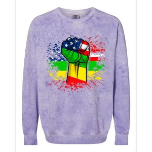 Fist Black History Month Juneteenth American Flag Great Gift Colorblast Crewneck Sweatshirt