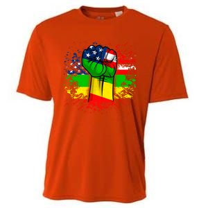 Fist Black History Month Juneteenth American Flag Great Gift Cooling Performance Crew T-Shirt