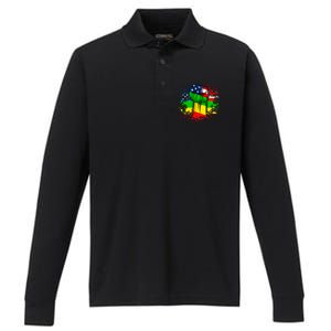 Fist Black History Month Juneteenth American Flag Great Gift Performance Long Sleeve Polo