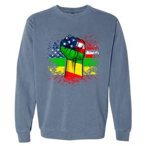 Fist Black History Month Juneteenth American Flag Great Gift Garment-Dyed Sweatshirt